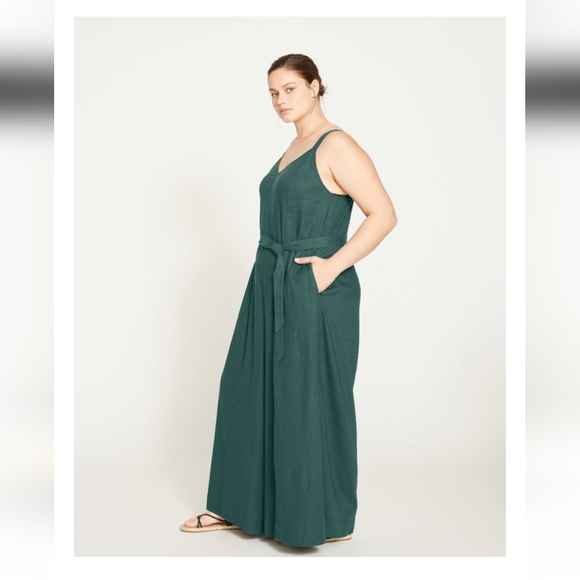Universal Standard Promenade Linen Blend Wide Leg Jumpsuit Green Size Small - Picture 1 of 6